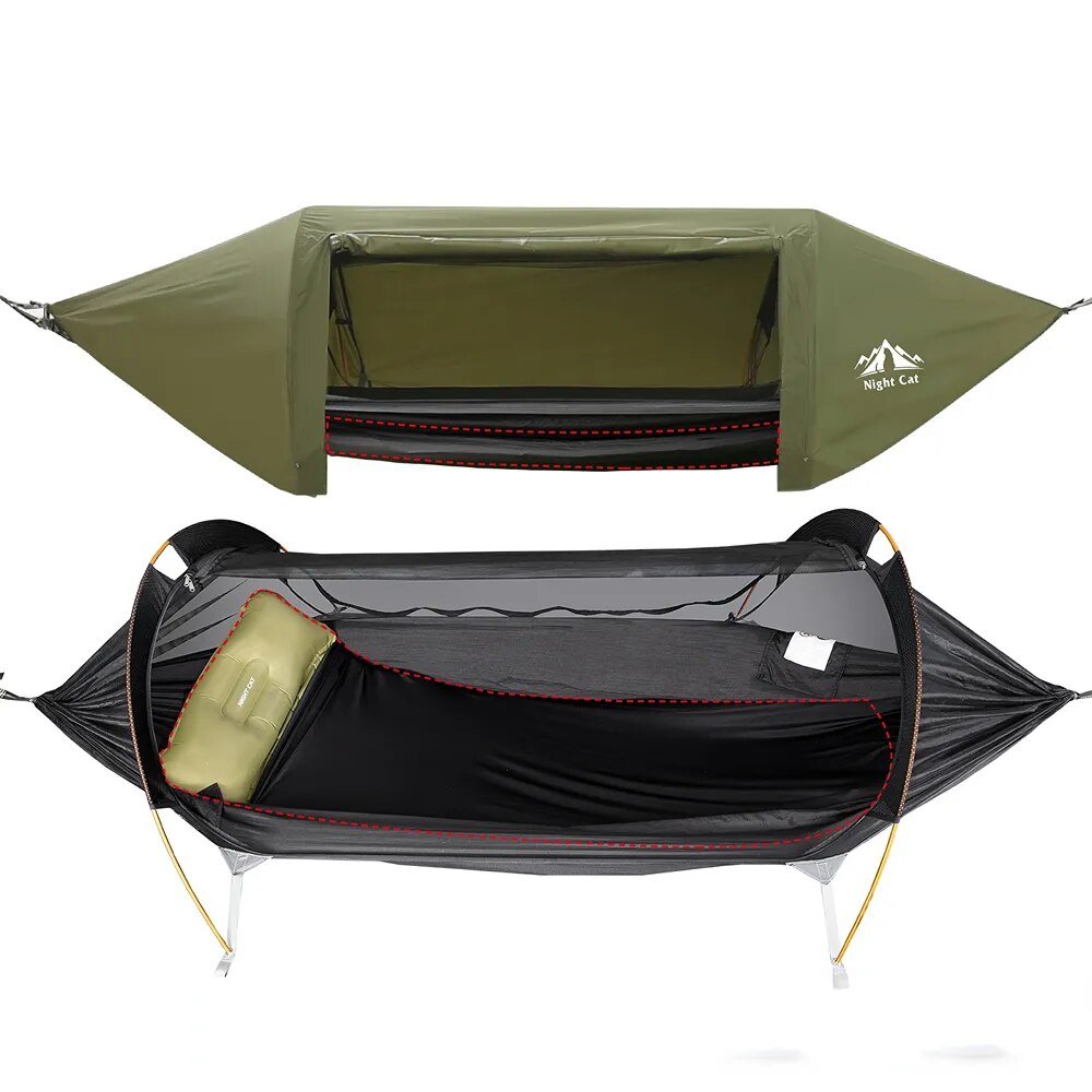 Night Cat 2 Person Waterproof Camping Hammock with Rain Fly and Bug Net Hammock Tent with Storage Pocket for Sleeping Pad post thumbnail image