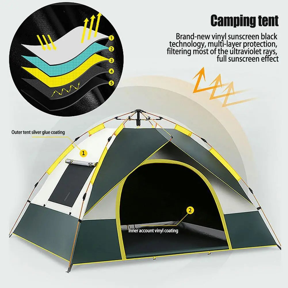 Outdoor Camping Tent Portable Lightweight Travel Double Tent Waterproof Automatic Sunscreen Speed Open Double Door Window Tent post thumbnail image