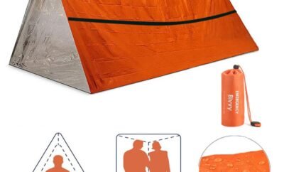 2 Person Emergency Shelter Bivy Survival Tent Kit Mylar Tube Tent Sleeping Bag Waterproof Outdoor SOS Thermal Blanket Reusable