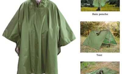 3 in 1 Multifunctional Raincoat Outdoor Waterproof Rain Poncho Women Men Adult Hooded Reusable Rain Coat for Camping Tent Mat