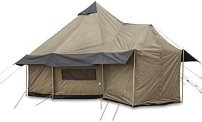 Guide Gear Base Camp Tent, Outdoor, Hiking, Hunting, Four Season Camping with Stove Jack