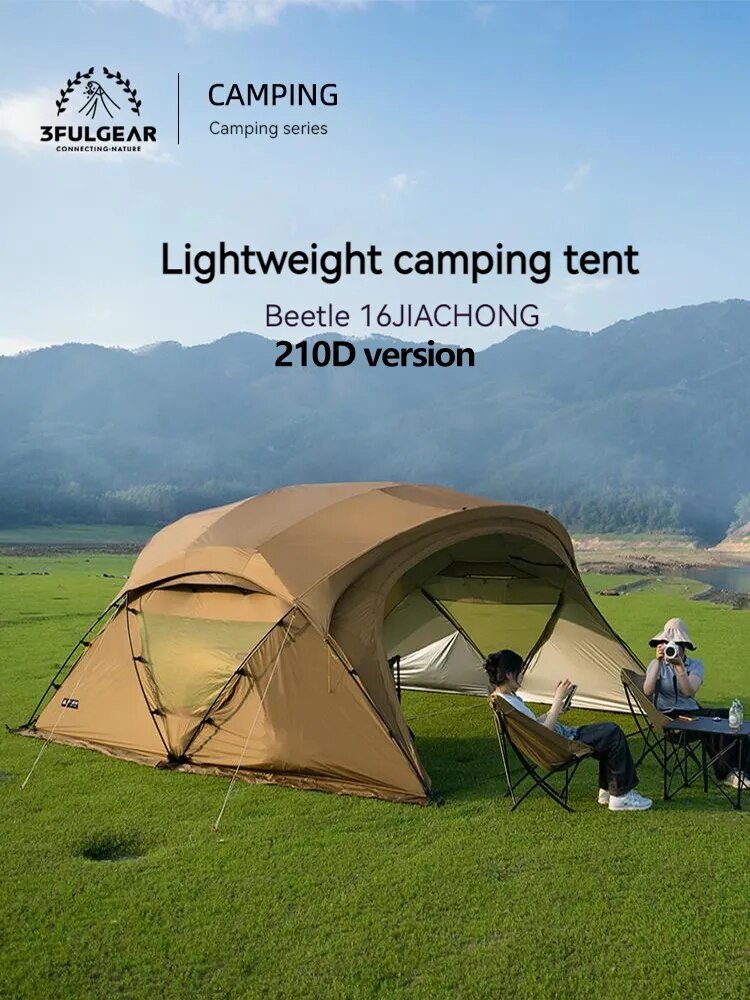 3F UL GEAR BEETLE-16 Camp Tent Extended Dome Tent Modified Tunnel Tent 6-10 People Camping Large Area Semi-Geodesic 210D Oxford post thumbnail image