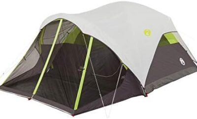 Coleman Steel Creek Fast Pitch Dome Camping Tent with Screened Porch, 6-Person Tent Includes Pre-Attached Poles, Integrated Rainfly, and Screened-In Porch, Sets Up in 7 Minutes