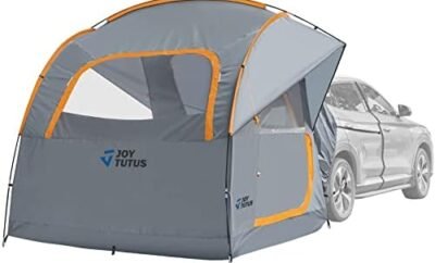 JOYTUTUS SUV Tent for Camping, Double Door Design, Waterproof PU2000mm Double Layer for 6-8 Person, Camping Outdoor Travel Preferred, 7.7′ W x 7.7′ L x 6.9′ H