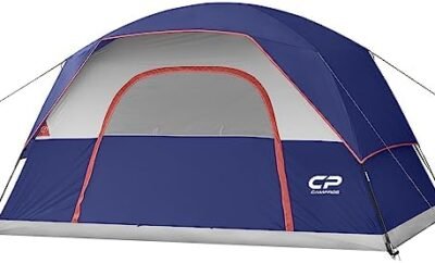 CAMPROS CP Tent 4 Person Camping Tents, Weatherproof Family Dome Tent with Rainfly, Large Mesh Windows, Wider Door, Easy Setup, Portable with Carry Bag