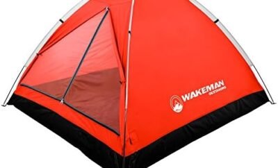 2 Person Camping Tent with Rain Fly and Carrying Bag – Water-Resistant Outdoor Tent for Backpacking, Hiking, or Festivals by Wakeman Outdoors (Red)