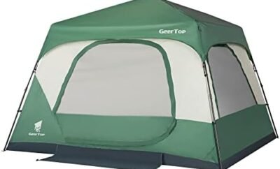 GEERTOP 6 Person Instant Cabin Tent, Large Camping Tent Easy Setup in 60 Seconds for Family Camping, 4 Large Mesh Windows, with Rainfly and Carry Bag