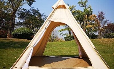 Latourreg 2 Person Outdoor Camping of 2M Canvas Camping Pyramid Tent Large Adult Teepee Pagoda Tent