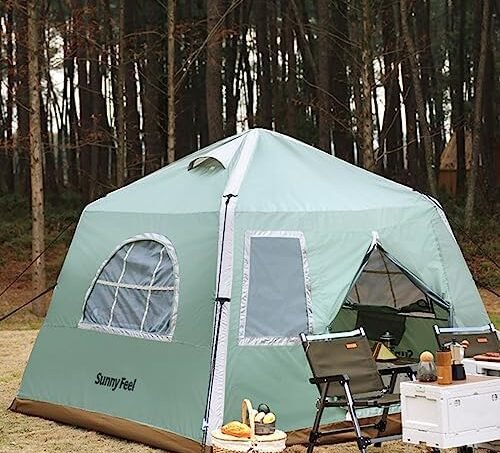 Glamping Inflatable Tent – Camping Tents for Family – Hiking and Backpacking – Suitable for 4-5 Person Camping – Quick with 3 Minute Setup – 7.8FT x 7.8FT x 5.6FT