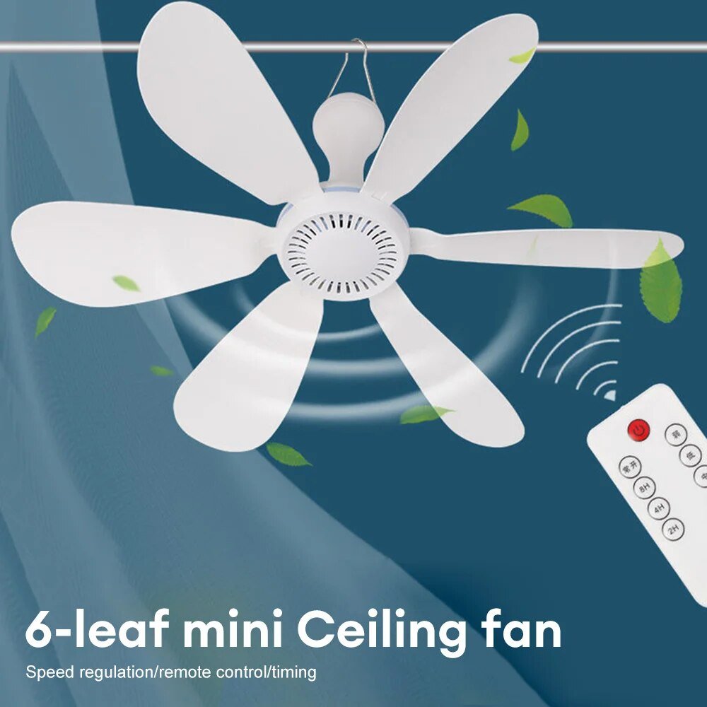 6 Leaves 5V USB Ceiling Fan Air Cooler USB Powered Hanging Tent Hanger Fans for Camping Outdoor Dormitory Home Bed post thumbnail image
