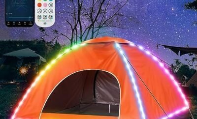 LFSMVT Camping Tent Lights, LED Tent Lights Battery Operated with Remote Control, 2-4 Person Portable Waterproof Automatic Instant Tent Lights Outdoor for Night Camping, Traveling