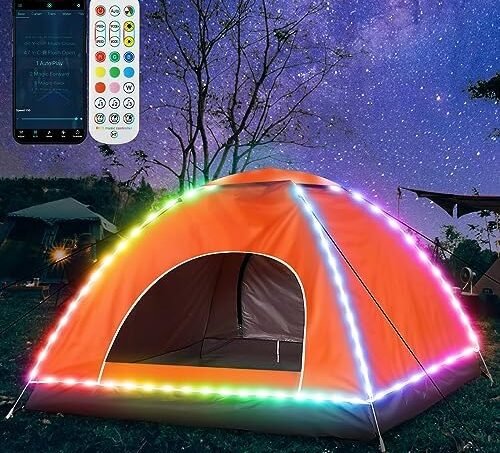 LFSMVT Camping Tent Lights, LED Tent Lights Battery Operated with Remote Control, 2-4 Person Portable Waterproof Automatic Instant Tent Lights Outdoor for Night Camping, Traveling