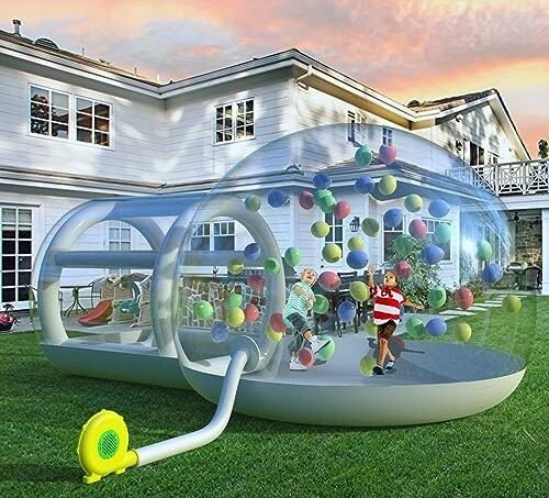 10ft Bubble Tent with Blower Inflatable Bubble Dome House Transparent Camping Tent Inflatable Tent Garden Igloo for Parties Camping Traveling Hiking,5min Inflation Time