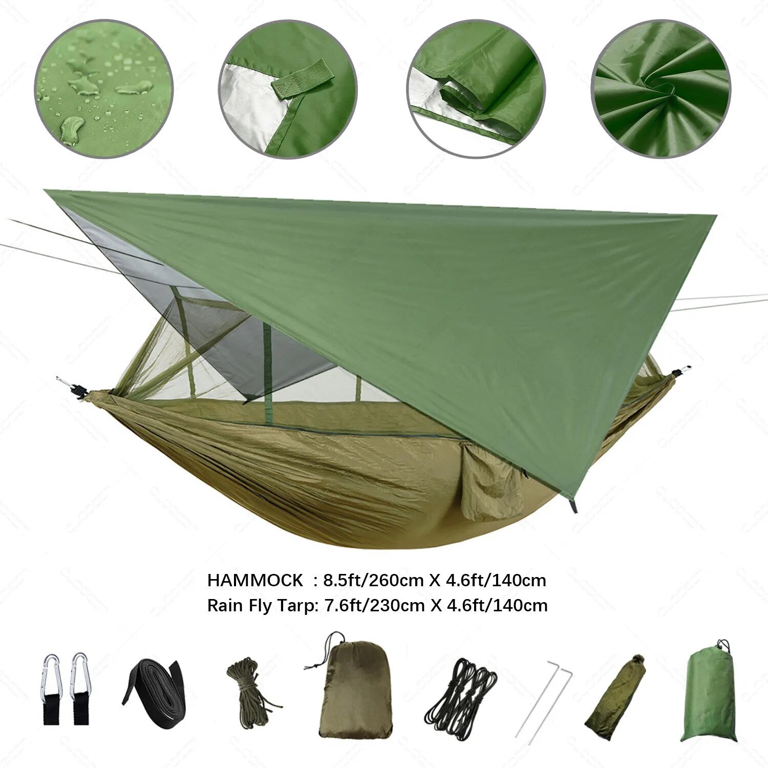 Anti Outdoor Camping Hammock With Mosquito Net And Rain Tent Equipment Supplies Shelters Camp Bed Survival Portable Hammock post thumbnail image