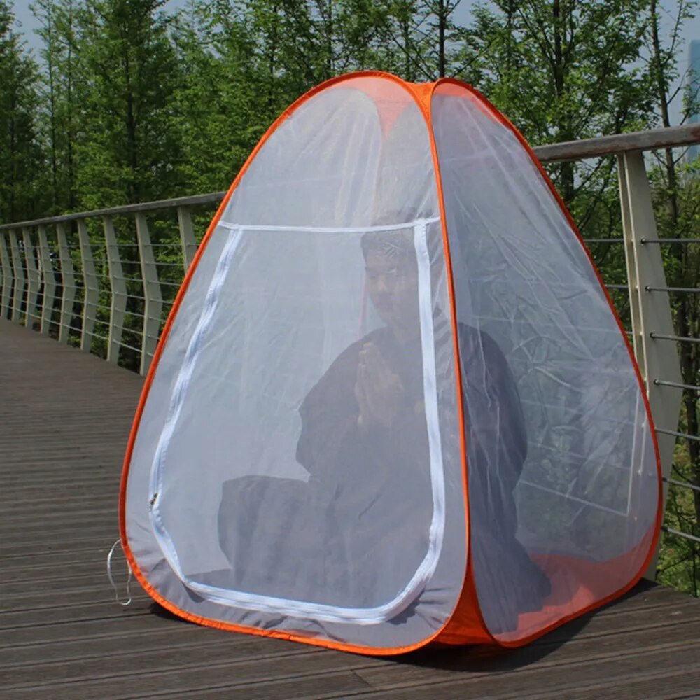 Buddhist Meditation Tent Single Mosquito Net Temples Sit-in Free-standing Shelter Cabana Quick Folding Camping Tent easy carry post thumbnail image