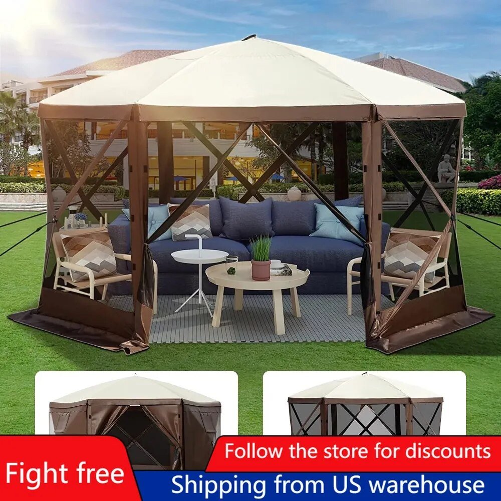 Camping Gazebo Tent, 10’x10′, 6 Sided Pop-up Canopy Screen Tent for 8 Person Camping, Waterproof Screen Shelter Freight free post thumbnail image