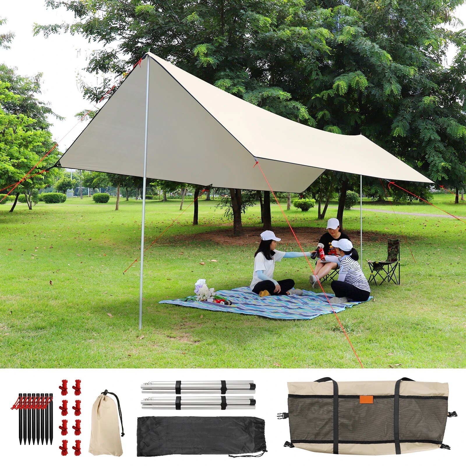 Camping Tarps Lightweight Waterproof Tarpaulin Rectangle Shelter Windproof Anti UV Outdoor Tent Awning Canopy Large Rain Poncho post thumbnail image