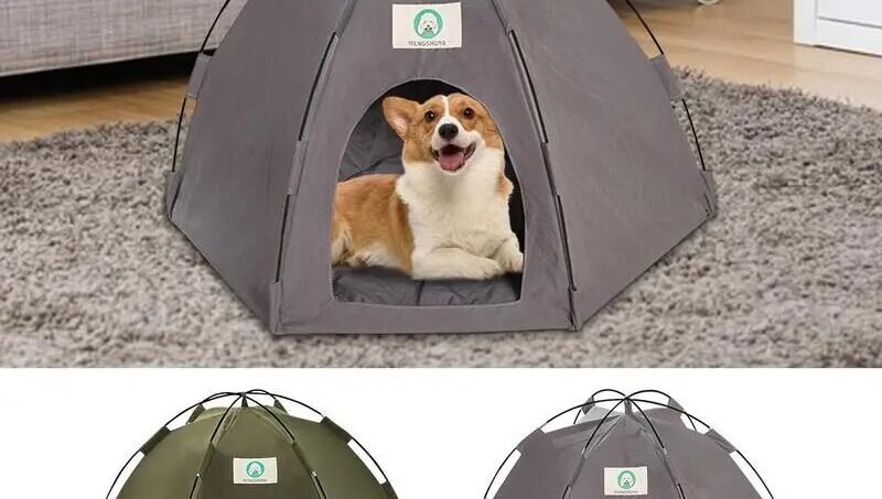 Dog Camping Tent Breathable Cat Dog Litter Tent Kennel Cat Teepee Bed Pet Tent Foldable Cat Cave Play Tents Camping Dog Supplies