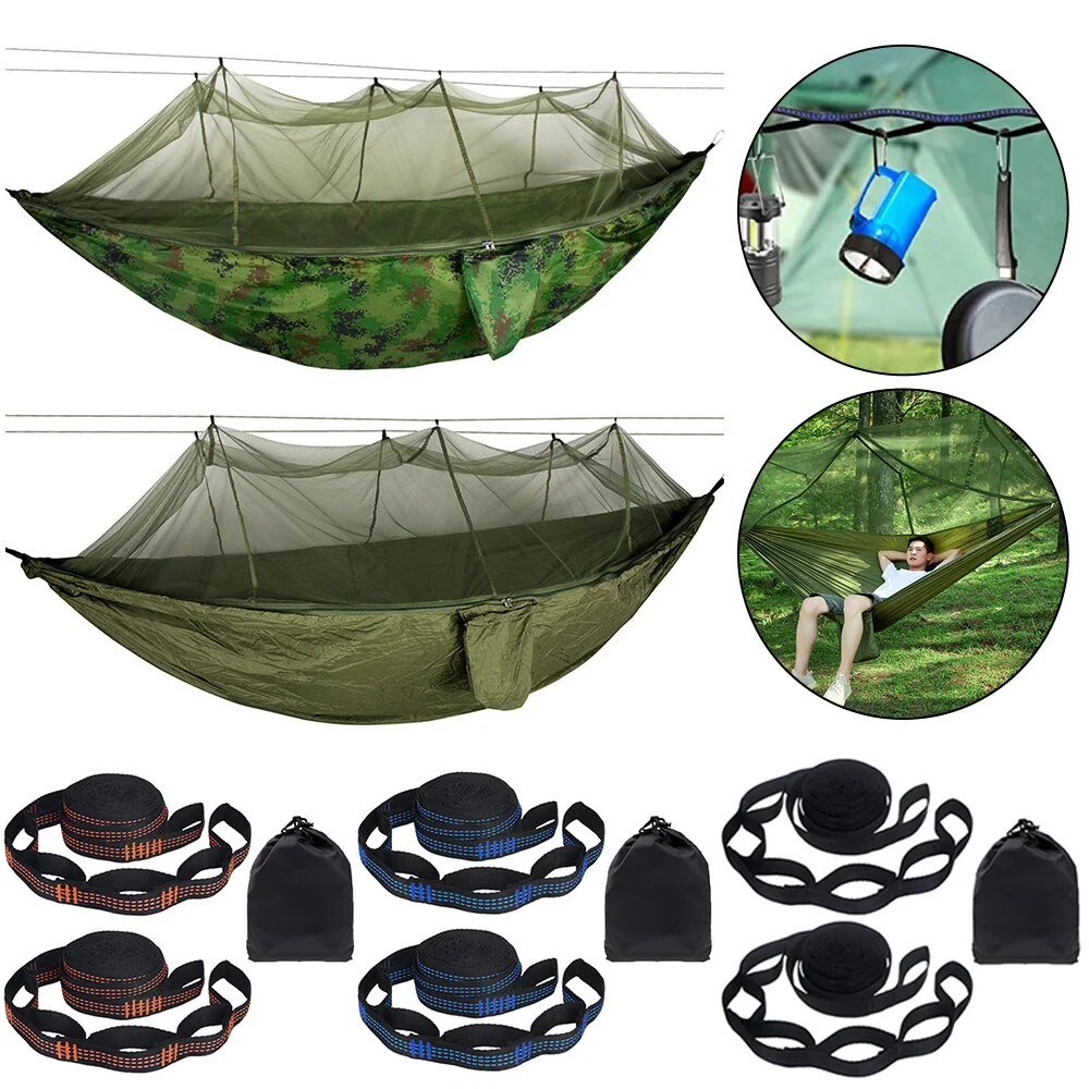 Portable Outdoor Camping Tent Hammock with Mosquito Net 2 Person Canopy Parachute Hanging Bed Hunting 210T Nylon Sleeping Swing post thumbnail image