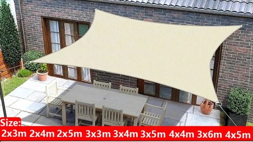 Waterproof 300D gray square rectangular shade sail garden terrace awning swimming visor camping camping hiking windsurf awning