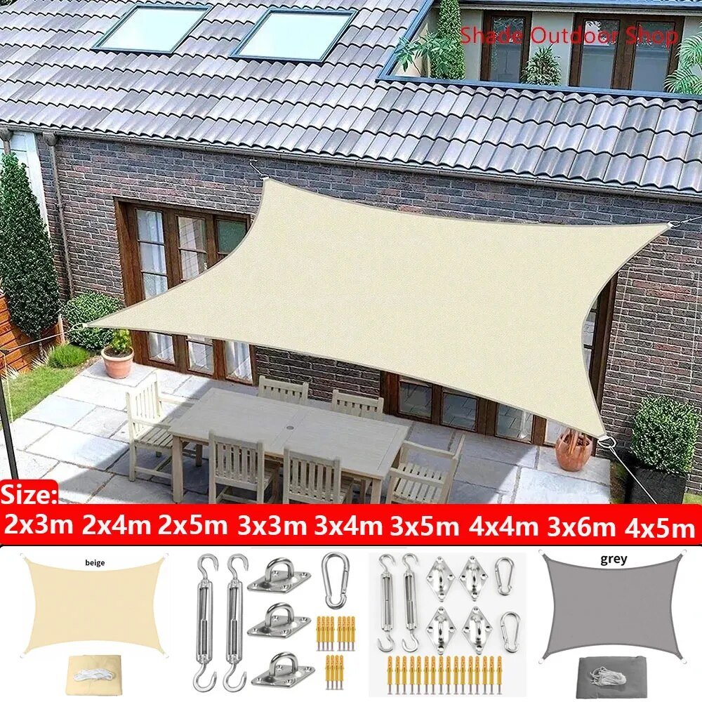 Waterproof 300D gray square rectangular shade sail garden terrace awning swimming visor camping camping hiking windsurf awning post thumbnail image