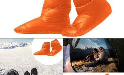 Winter Duck Down Booties Socks Outdoor Camping Tent Warm Soft Slippers  Boots  Winter Warm Feet CoverWaterproof Windproof Keep