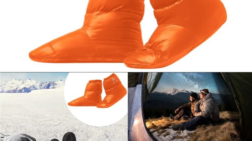 Winter Duck Down Booties Socks Outdoor Camping Tent Warm Soft Slippers  Boots  Winter Warm Feet CoverWaterproof Windproof Keep